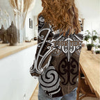 Personalised Maori Kati Mamoe Women Casual Shirt Silver Fern Kowhaiwhai Art