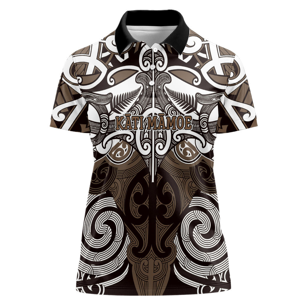 Personalised Maori Kati Mamoe Women Polo Shirt Silver Fern Kowhaiwhai Art