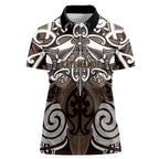 Personalised Maori Kati Mamoe Women Polo Shirt Silver Fern Kowhaiwhai Art