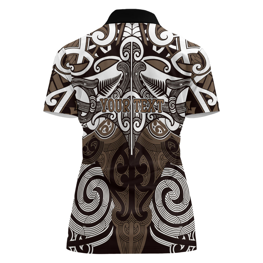 Personalised Maori Kati Mamoe Women Polo Shirt Silver Fern Kowhaiwhai Art