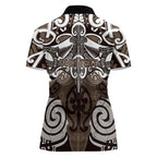 Personalised Maori Kati Mamoe Women Polo Shirt Silver Fern Kowhaiwhai Art