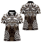 Personalised Maori Kati Mamoe Women Polo Shirt Silver Fern Kowhaiwhai Art