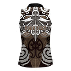 Personalised Maori Kati Mamoe Women Sleeveless Polo Shirt Silver Fern Kowhaiwhai Art