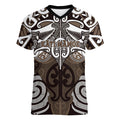 Personalised Maori Kati Mamoe Women V-Neck T-Shirt Silver Fern Kowhaiwhai Art