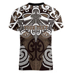 Personalised Maori Kati Mamoe Women V-Neck T-Shirt Silver Fern Kowhaiwhai Art
