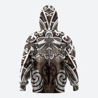 Personalised Maori Kati Mamoe Zip Hoodie Silver Fern Kowhaiwhai Art
