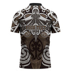 Personalised Maori Kati Mamoe Zipper Polo Shirt Silver Fern Kowhaiwhai Art