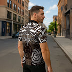 Personalised Maori Kati Mamoe Zipper Polo Shirt Silver Fern Kowhaiwhai Art