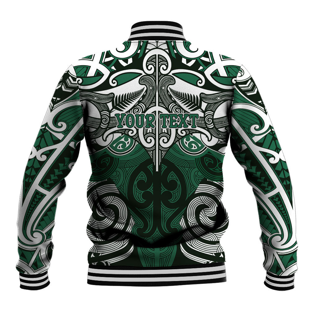 Personalised Maori Ngai Tahu Baseball Jacket Silver Fern Kowhaiwhai Art