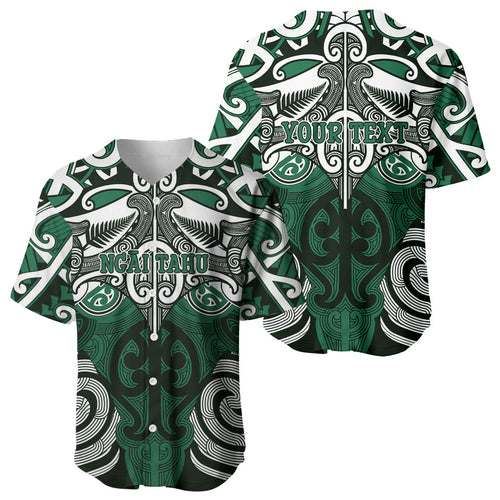 Personalised Maori Ngai Tahu Baseball Jersey Silver Fern Kowhaiwhai Art