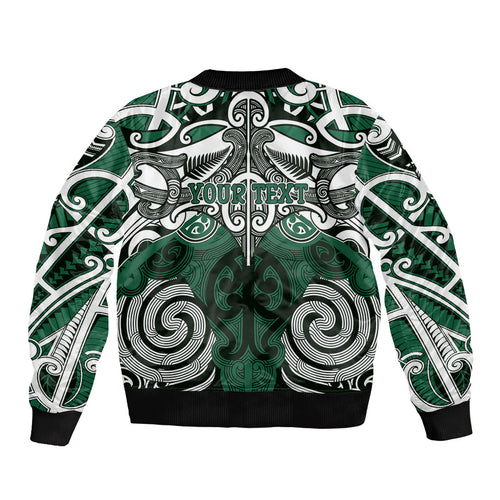 Personalised Maori Ngai Tahu Bomber Jacket Silver Fern Kowhaiwhai Art