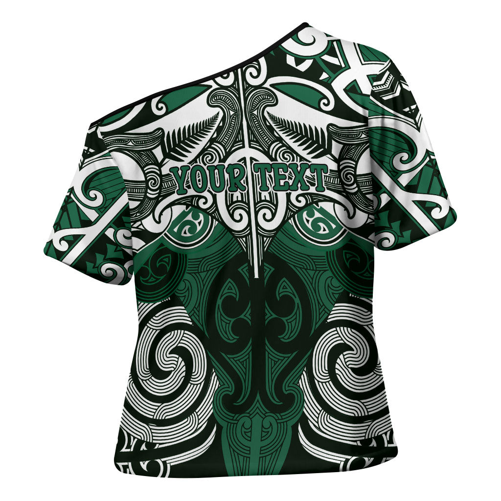 Personalised Maori Ngai Tahu Cross Shoulder Shirt Silver Fern Kowhaiwhai Art
