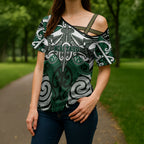Personalised Maori Ngai Tahu Cross Shoulder Shirt Silver Fern Kowhaiwhai Art