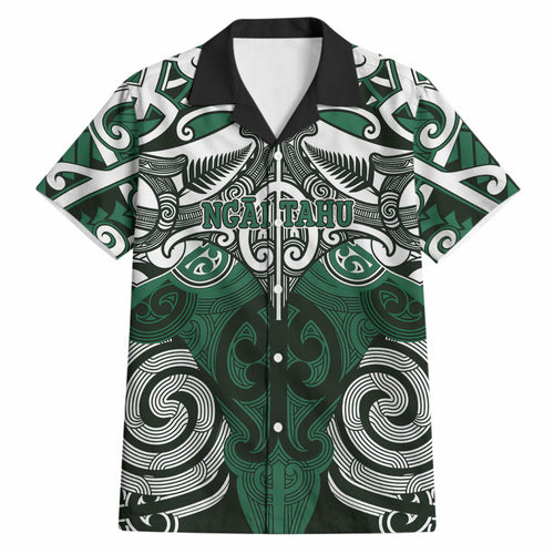 Personalised Maori Ngai Tahu Hawaiian Shirt Silver Fern Kowhaiwhai Art