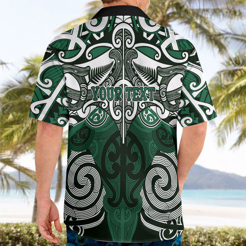 Personalised Maori Ngai Tahu Hawaiian Shirt Silver Fern Kowhaiwhai Art