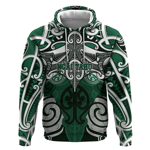 Personalised Maori Ngai Tahu Hoodie Silver Fern Kowhaiwhai Art