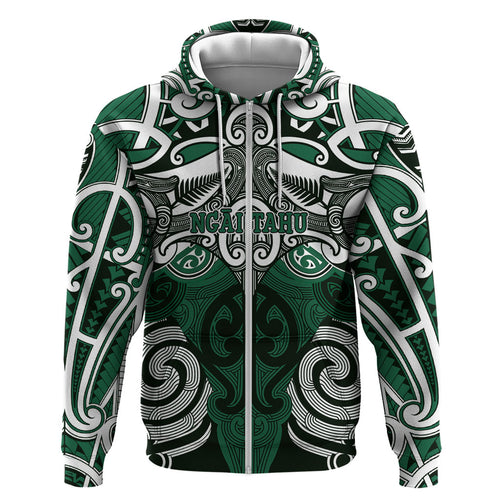 Personalised Maori Ngai Tahu Hoodie Silver Fern Kowhaiwhai Art
