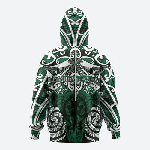 Personalised Maori Ngai Tahu Hoodie Silver Fern Kowhaiwhai Art