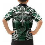 Personalised Maori Ngai Tahu Kid Hawaiian Shirt Silver Fern Kowhaiwhai Art