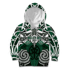 Personalised Maori Ngai Tahu Kid Hoodie Silver Fern Kowhaiwhai Art