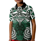 Personalised Maori Ngai Tahu Kid Polo Shirt Silver Fern Kowhaiwhai Art