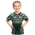 Personalised Maori Ngai Tahu Kid T Shirt Silver Fern Kowhaiwhai Art