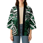 Personalised Maori Ngai Tahu Kimono Silver Fern Kowhaiwhai Art
