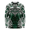 Personalised Maori Ngai Tahu Long Sleeve Shirt Silver Fern Kowhaiwhai Art