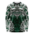 Personalised Maori Ngai Tahu Long Sleeve Shirt Silver Fern Kowhaiwhai Art
