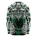 Personalised Maori Ngai Tahu Long Sleeve Shirt Silver Fern Kowhaiwhai Art
