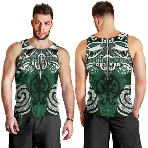 Personalised Maori Ngai Tahu Men Tank Top Silver Fern Kowhaiwhai Art