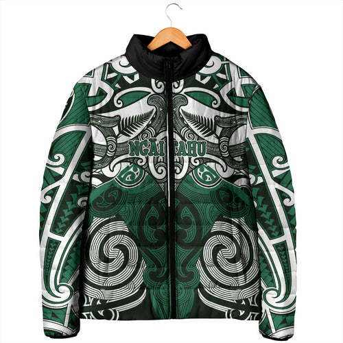 Personalised Maori Ngai Tahu Padded Jacket Silver Fern Kowhaiwhai Art