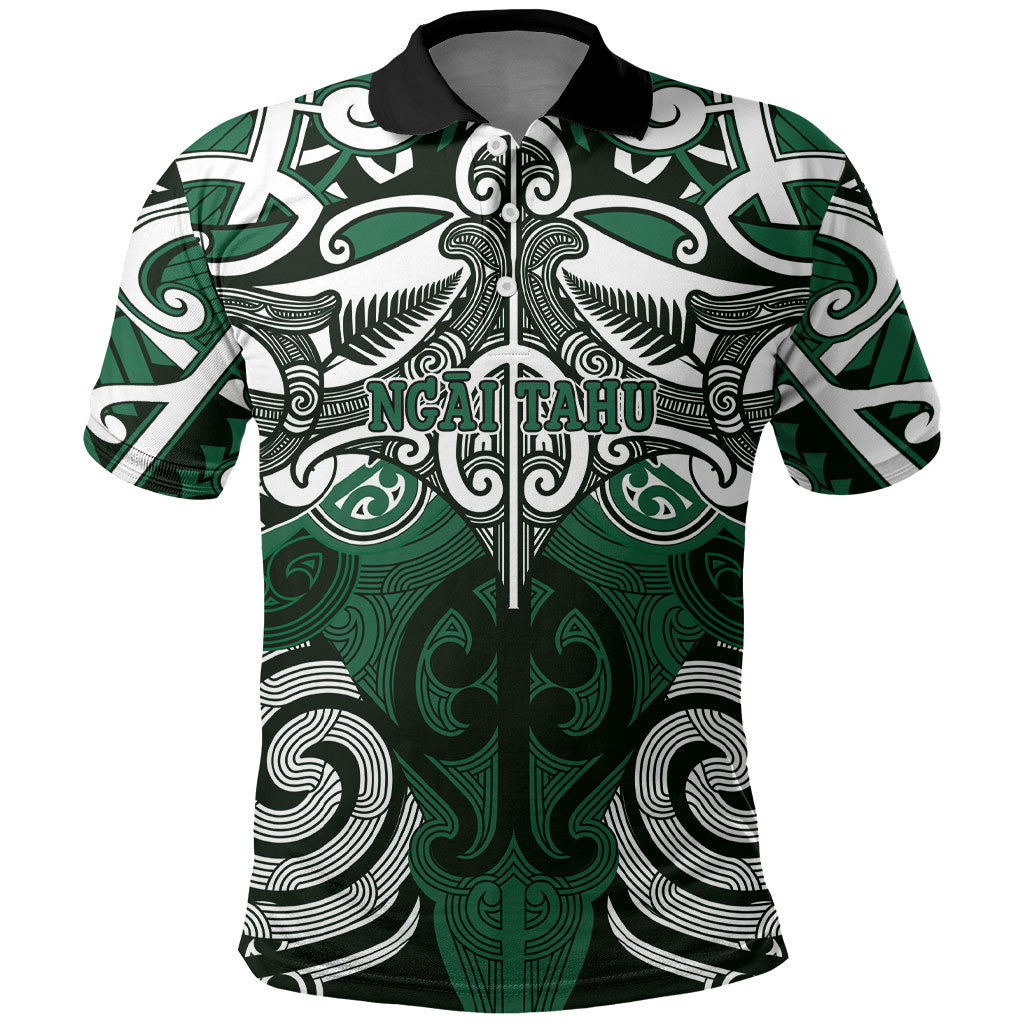 Personalised Maori Ngai Tahu Polo Shirt Silver Fern Kowhaiwhai Art