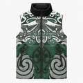 Personalised Maori Ngai Tahu Sleeveless Puffer Jacket Silver Fern Kowhaiwhai Art