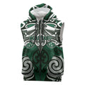 Personalised Maori Ngai Tahu Sleeveless Zip Hoodie Silver Fern Kowhaiwhai Art
