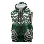Personalised Maori Ngai Tahu Sleeveless Zip Hoodie Silver Fern Kowhaiwhai Art