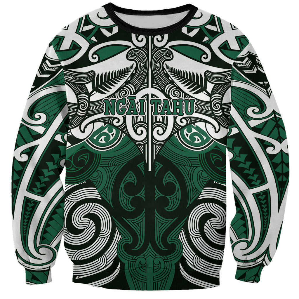 Personalised Maori Ngai Tahu Sweatshirt Silver Fern Kowhaiwhai Art