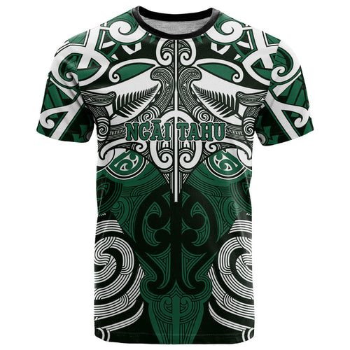 Personalised Maori Ngai Tahu T Shirt Silver Fern Kowhaiwhai Art