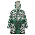 Personalised Maori Ngai Tahu Wearable Blanket Hoodie Silver Fern Kowhaiwhai Art