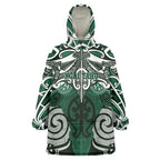 Personalised Maori Ngai Tahu Wearable Blanket Hoodie Silver Fern Kowhaiwhai Art
