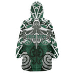 Personalised Maori Ngai Tahu Wearable Blanket Hoodie Silver Fern Kowhaiwhai Art