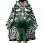 Personalised Maori Ngai Tahu Wearable Blanket Hoodie Silver Fern Kowhaiwhai Art