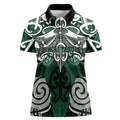 Personalised Maori Ngai Tahu Women Polo Shirt Silver Fern Kowhaiwhai Art