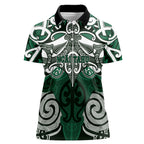 Personalised Maori Ngai Tahu Women Polo Shirt Silver Fern Kowhaiwhai Art