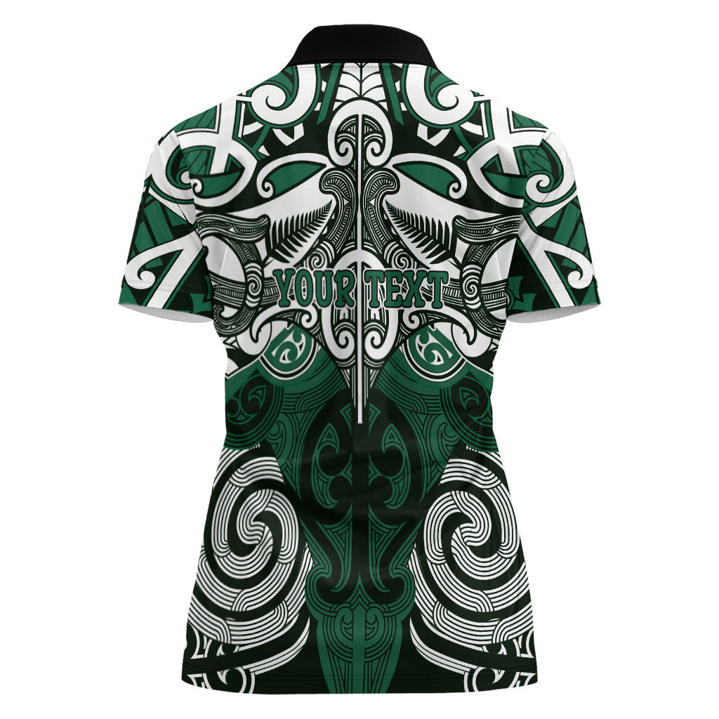 Personalised Maori Ngai Tahu Women Polo Shirt Silver Fern Kowhaiwhai Art