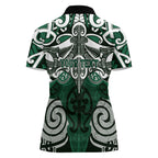 Personalised Maori Ngai Tahu Women Polo Shirt Silver Fern Kowhaiwhai Art