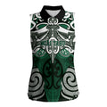 Personalised Maori Ngai Tahu Women Sleeveless Polo Shirt Silver Fern Kowhaiwhai Art