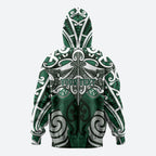 Personalised Maori Ngai Tahu Zip Hoodie Silver Fern Kowhaiwhai Art