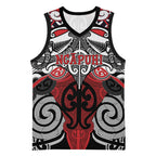 Personalised Maori Ngapuhi Basketball Jersey Silver Fern Kowhaiwhai Art