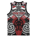 Personalised Maori Ngapuhi Basketball Jersey Silver Fern Kowhaiwhai Art